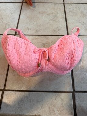 Freya Pink Lace Underwire Bikini Top with Center Tie